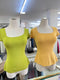 Knitted Square Neck BackTie Fitted Tops